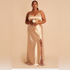 Birdy Grey Satin Maxi Dress in soft gold